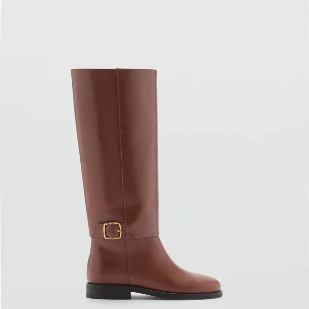 Mango LEATHER BOOTS WITH DECORATIVE BUCKLE
